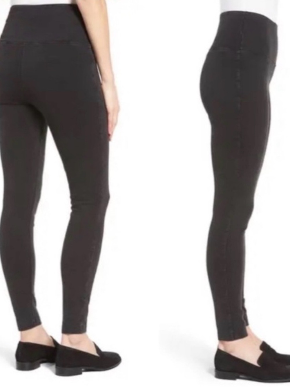 Lysse Black Dark Grey Ponte Pointe Active Cotton Spandex Skinny Pants Leggings